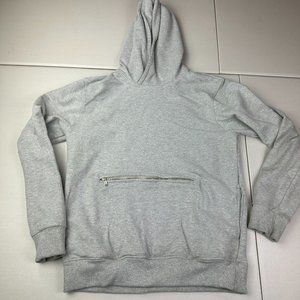 Richie Le Hoodie Mens Medium Gray 100% Cotton Zip Pocket Woven‎ Heavyweight Logo